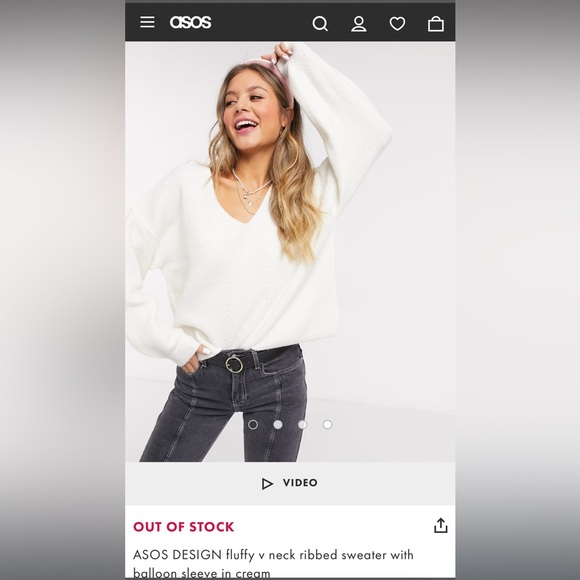 ASOS DESIGN fluffy v neck knit sweater and matching pants - Picture 2 of 4